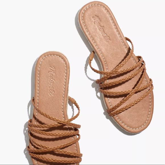 Madewell ‘The Kathryn’ Espadrille Slide Sandal in Leather in Amber Brown NWT - Picture 2 of 13